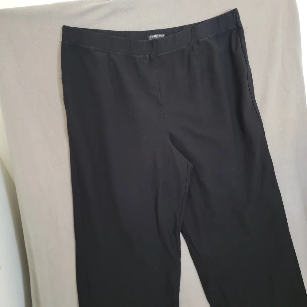 Eileen Fisher Solid Black Elastic Waist Pull On Pant 3X Ponte Minimalist‎ Casual